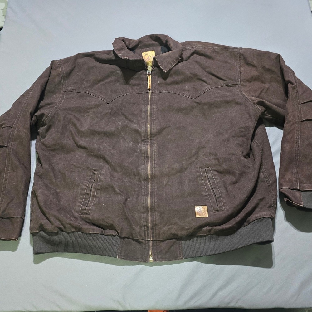 Berne Work Jacket Mens 3XL Brown Canvas Western Quilted Lined Bomber JW280DBN‎